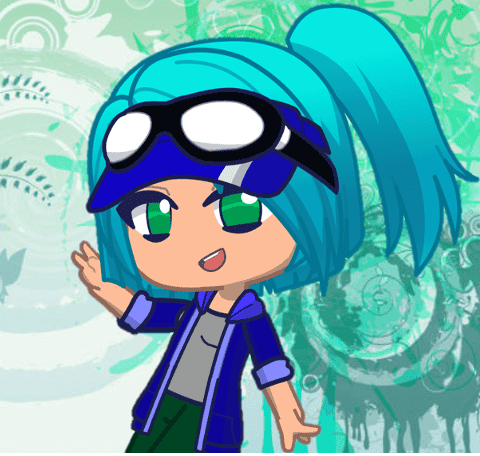 Chinese-American tomboy in a teal ponytail